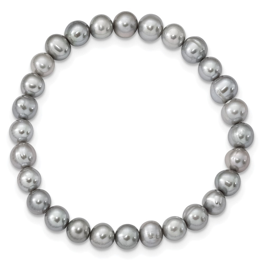 Sterlingsilber Rhodiniert-p 7-8mm Grau Fwc Perle Ohrring Armband Halskette Set
