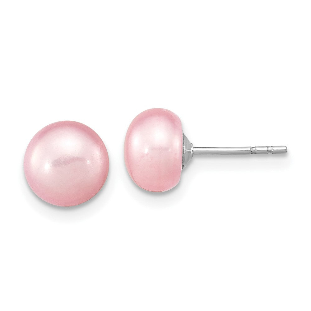 Sterlingsilber Rhodiniert-p 7-8mm Rosa Fwc Perle Ohrring Armband Halskette Set
