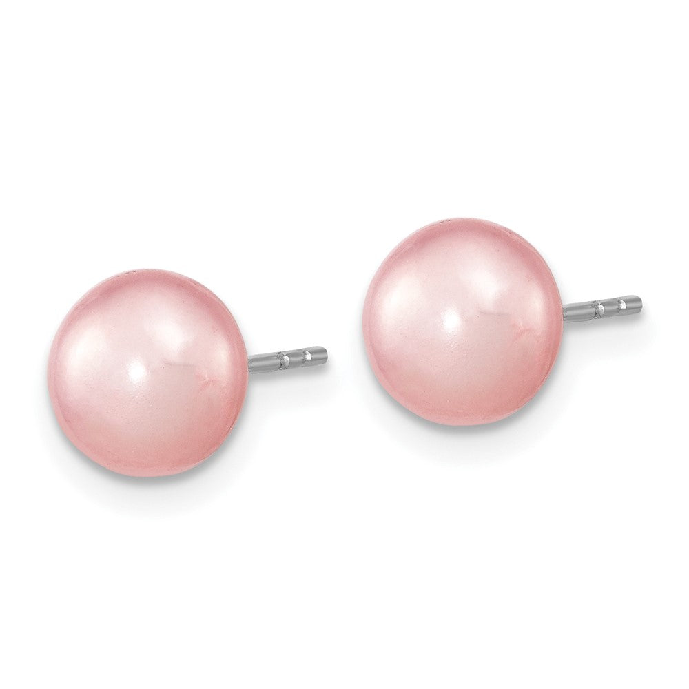 Sterlingsilber Rhodiniert-p 7-8mm Rosa Fwc Perle Ohrring Armband Halskette Set