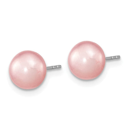 Sterlingsilber Rhodiniert-p 7-8mm Rosa Fwc Perle Ohrring Armband Halskette Set