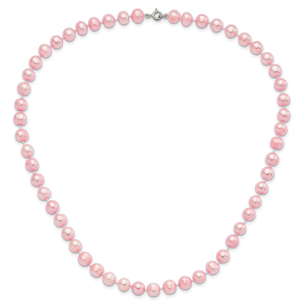 Sterlingsilber Rhodiniert-p 7-8mm Rosa Fwc Perle Ohrring Armband Halskette Set
