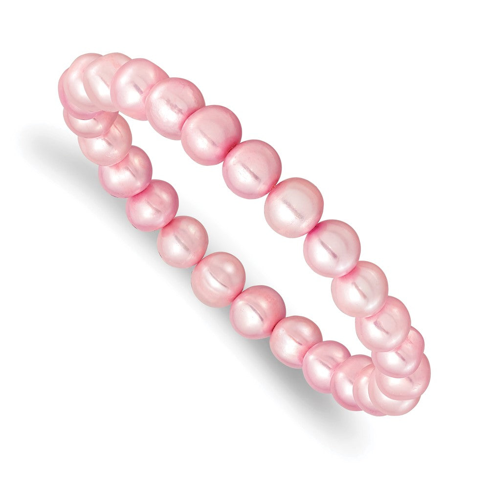 Sterlingsilber Rhodiniert-p 7-8mm Rosa Fwc Perle Ohrring Armband Halskette Set