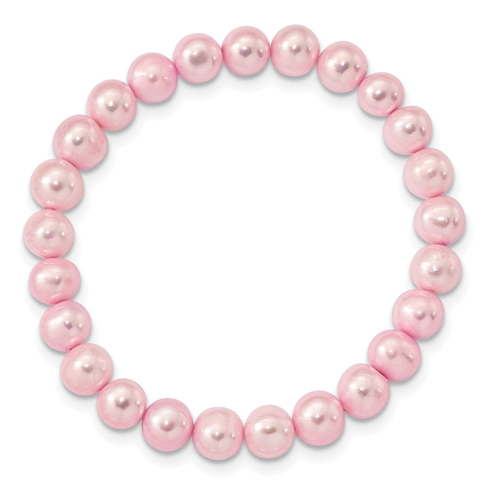 Sterlingsilber Rhodiniert-p 7-8mm Rosa Fwc Perle Ohrring Armband Halskette Set