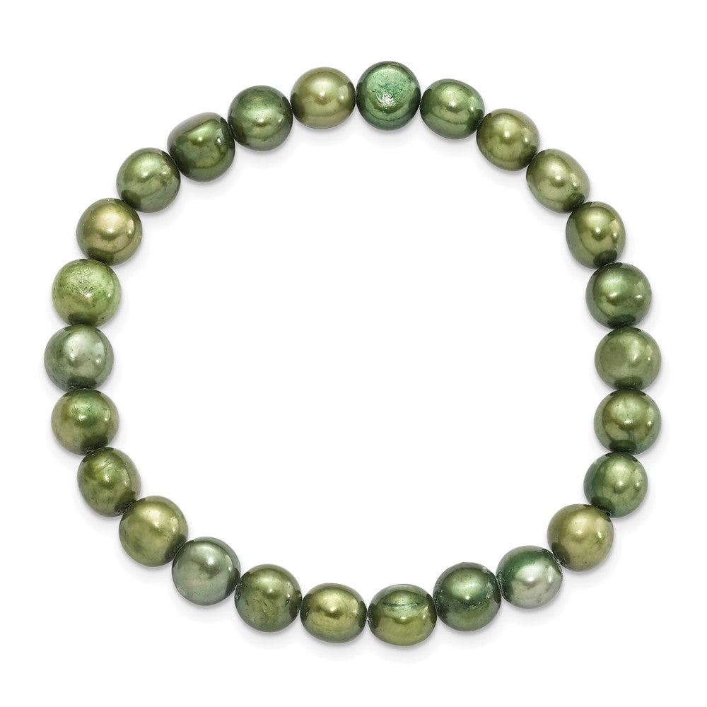 Mode 6-7mm Grün Halb-round Süßwasser Zuchtperle Dehnbar Armband