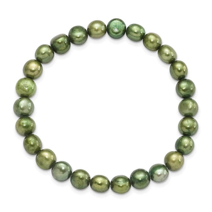 Mode 6-7mm Grün Halb-round Süßwasser Zuchtperle Dehnbar Armband
