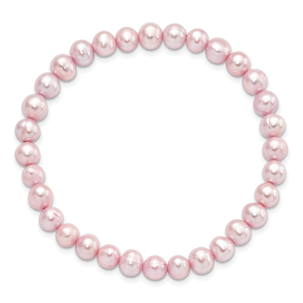 Mode 6-7mm Rosa Halb-round Süßwasser Zuchtperle Dehnbar Armband