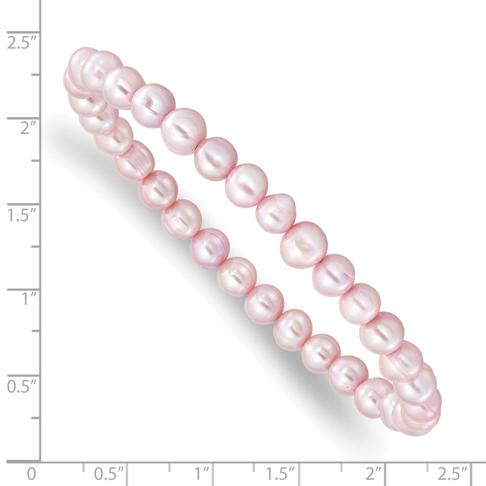Mode 6-7mm Rosa Halb-round Süßwasser Zuchtperle Dehnbar Armband