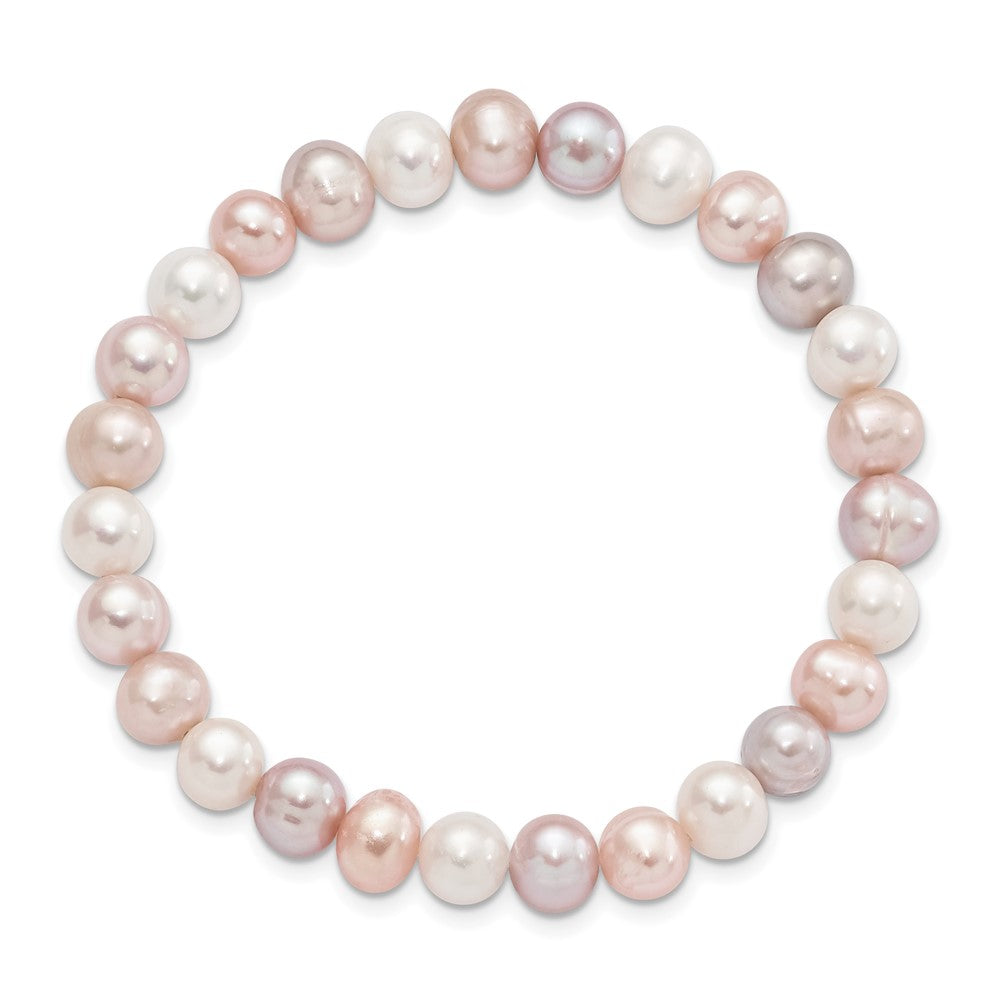 Mode 6-7mm Weiß/pink/purple Halb-round Fwc Perle Dehnbar Armband