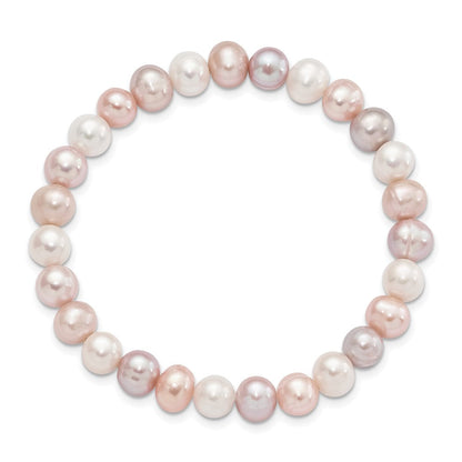 Mode 6-7mm Weiß/pink/purple Halb-round Fwc Perle Dehnbar Armband