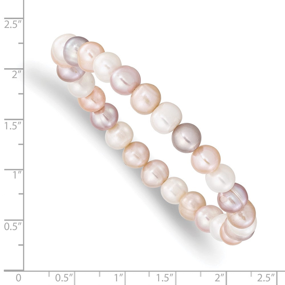 Mode 6-7mm Weiß/pink/purple Halb-round Fwc Perle Dehnbar Armband