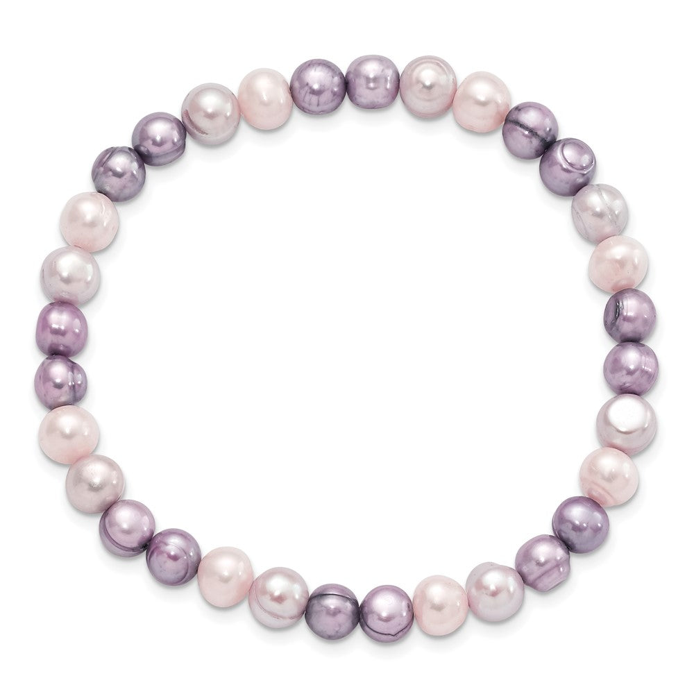 Mode 6-7mm Weiß/lavendar/grey Halb-round Fwc Perle Dehnbar Armband