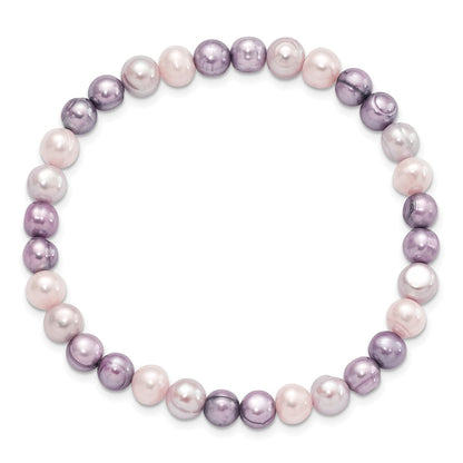 Mode 6-7mm Weiß/lavendar/grey Halb-round Fwc Perle Dehnbar Armband
