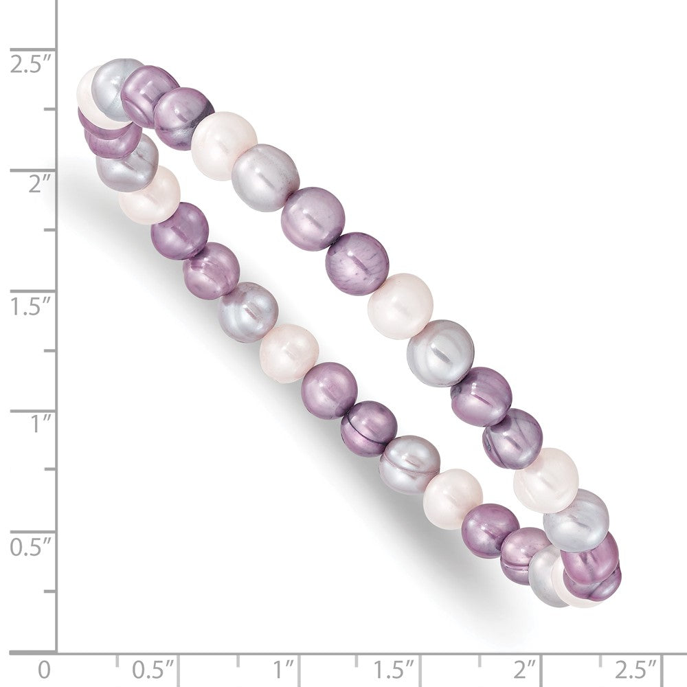 Mode 6-7mm Weiß/lavendar/grey Halb-round Fwc Perle Dehnbar Armband