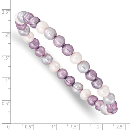 Mode 6-7mm Weiß/lavendar/grey Halb-round Fwc Perle Dehnbar Armband