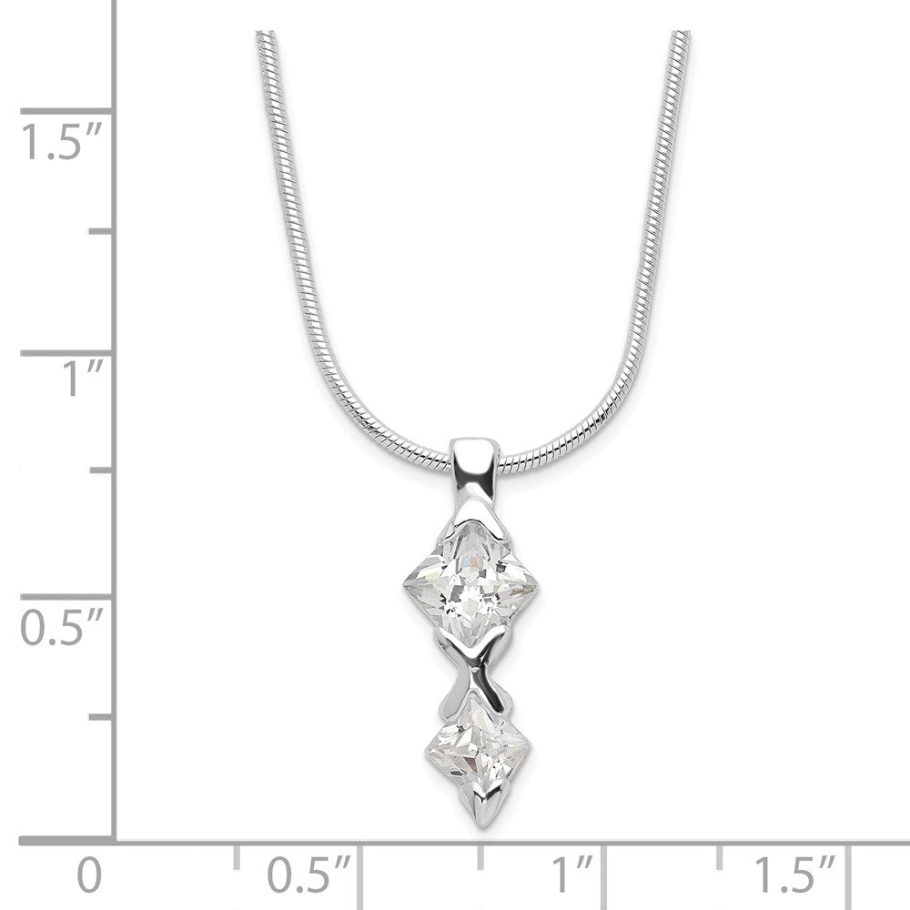 Sterlingsilber Poliert Zirkonia Anhänger Halskette