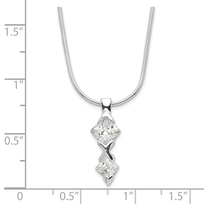 Sterlingsilber Poliert Zirkonia Anhänger Halskette