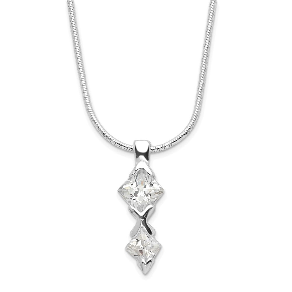 Sterlingsilber Poliert Zirkonia Anhänger Halskette