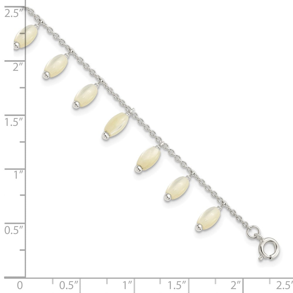7.5 Zoll Sterlingsilber Poliert Perlmutt mit 1.25 in Verlängerung Armband
