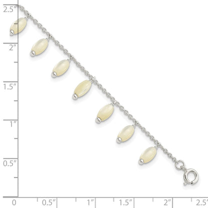 7.5 Zoll Sterlingsilber Poliert Perlmutt mit 1.25 in Verlängerung Armband