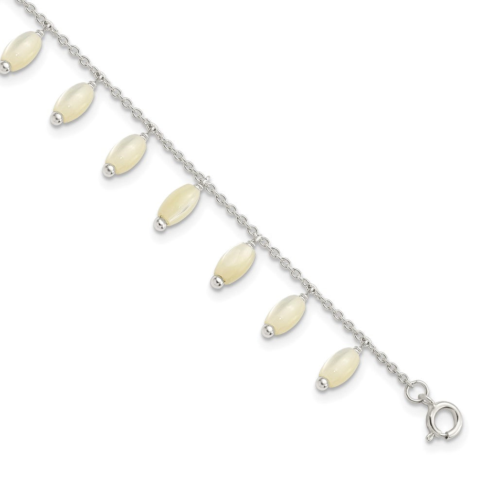 7.5 Zoll Sterlingsilber Poliert Perlmutt mit 1.25 in Verlängerung Armband
