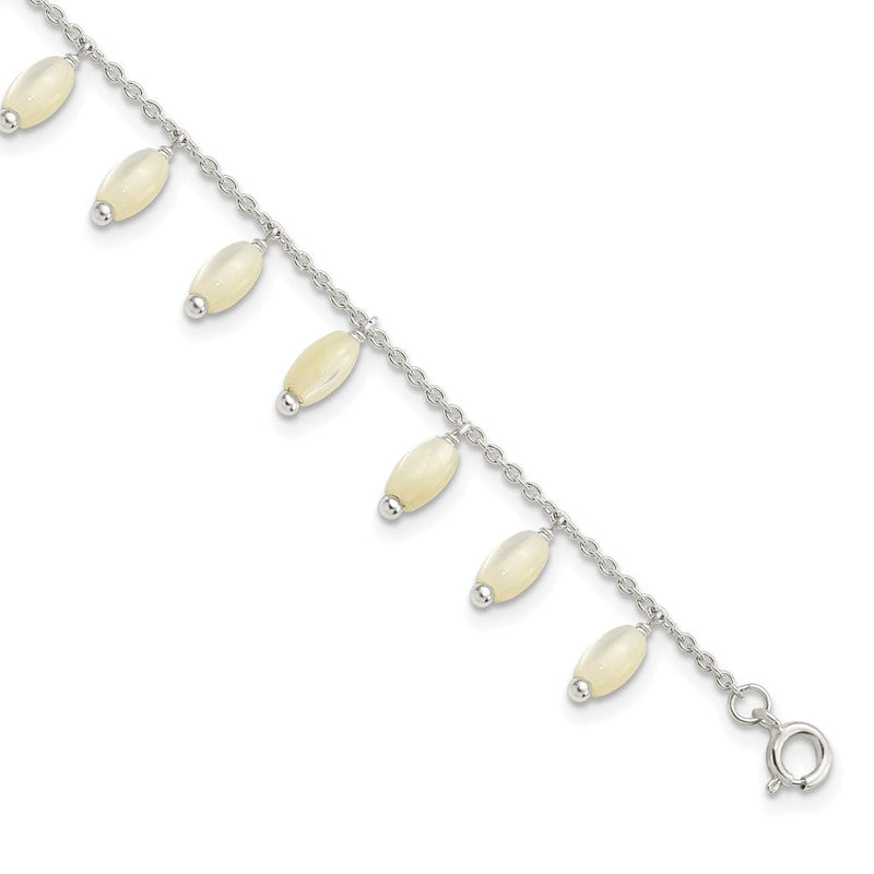7.5 Zoll Sterlingsilber Poliert Perlmutt mit 1.25 in Verlängerung Armband