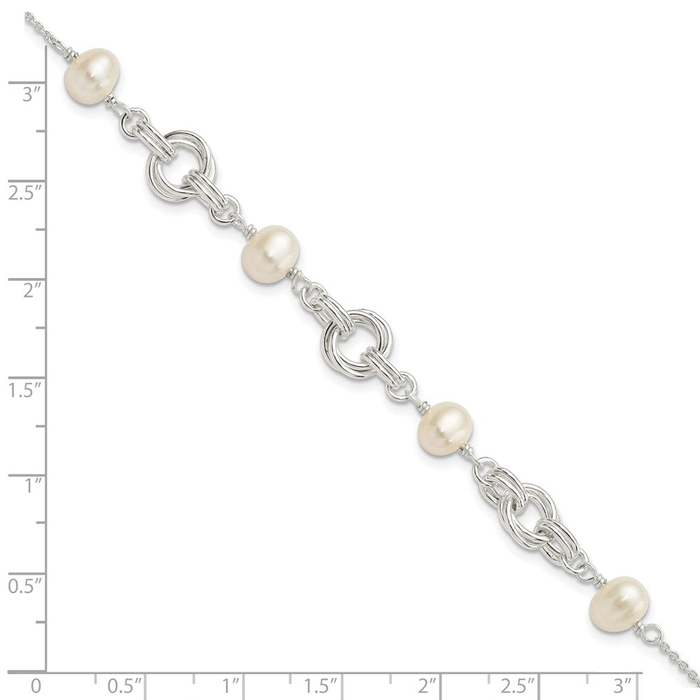 7.25 Zoll Sterlingsilber Poliert Glas Perle mit 1 in Verlängerung. Armband