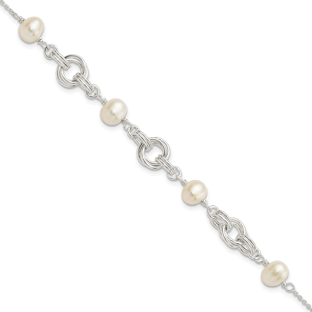 7.25 Zoll Sterlingsilber Poliert Glas Perle mit 1 in Verlängerung. Armband