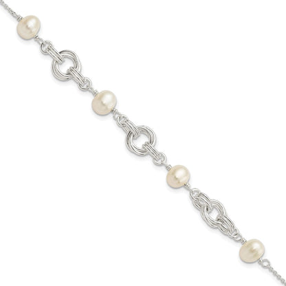 7.25 Zoll Sterlingsilber Poliert Glas Perle mit 1 in Verlängerung. Armband