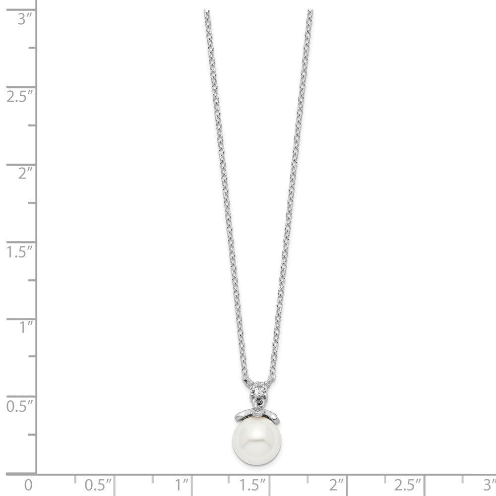 Sterlingsilber Rhodiniert Zirkonia und Glas Perle Halskette