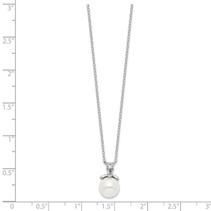 Sterlingsilber Rhodiniert Zirkonia und Glas Perle Halskette