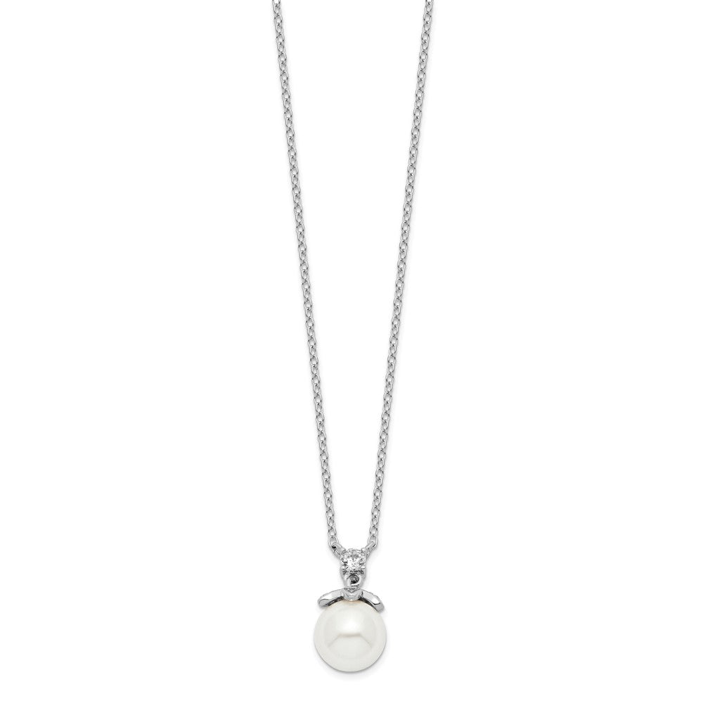 Sterlingsilber Rhodiniert Zirkonia und Glas Perle Halskette