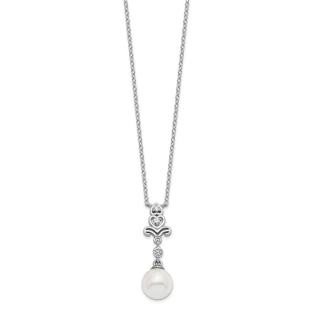 Sterlingsilber Rhodiniert Zirkonia und Glas Perle Halskette