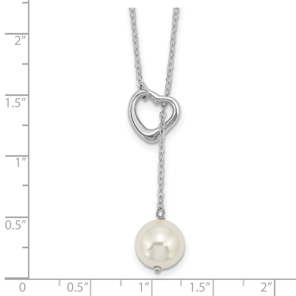 Sterlingsilber Rhodiniert Imitat Muschel Perle Herz Halskette