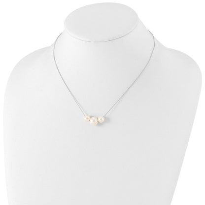 Sterlingsilber Rhodiniert 8-10mm Weiß Nahe-round Fwc Perle Halskette