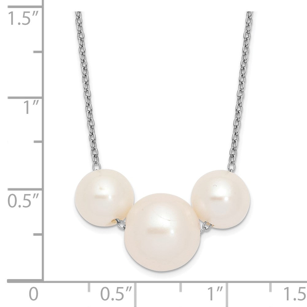 Sterlingsilber Rhodiniert 8-10mm Weiß Nahe-round Fwc Perle Halskette