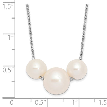 Sterlingsilber Rhodiniert 8-10mm Weiß Nahe-round Fwc Perle Halskette