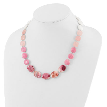 Sterlingsilber Rosa Achat, Rosa/jade/rose Quarz/crystal Halskette