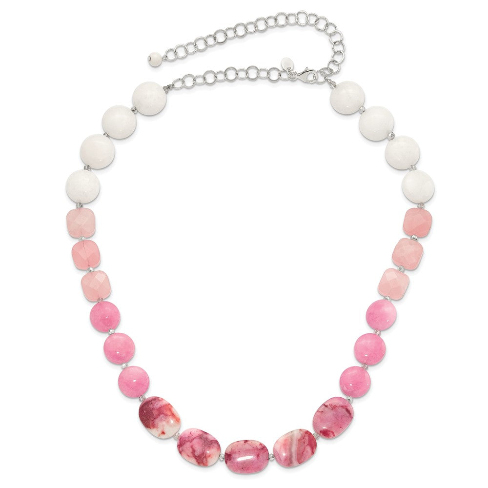 Sterlingsilber Rosa Achat, Rosa/jade/rose Quarz/crystal Halskette