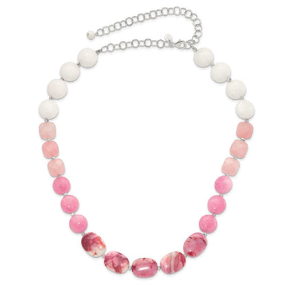 Sterlingsilber Rosa Achat, Rosa/jade/rose Quarz/crystal Halskette