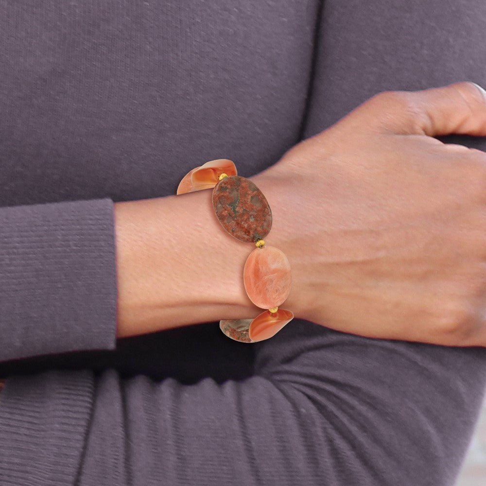 Sterlingsilber Vergoldet Aventurine/carnelian/jasper 1 Zoll Verlängerung Armband