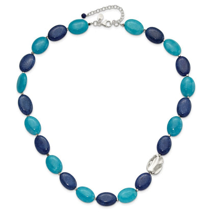 Sterlingsilber Hematite, Jade, Lapis, Quarz mit 2 Zoll Verlängerung Halskette