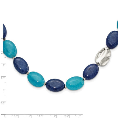 Sterlingsilber Hematite, Jade, Lapis, Quarz mit 2 Zoll Verlängerung Halskette
