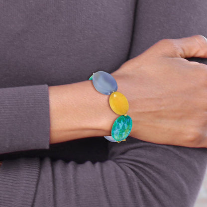 Sterlingsilber Vergoldet Achat/jade/recon Serpentine Armband