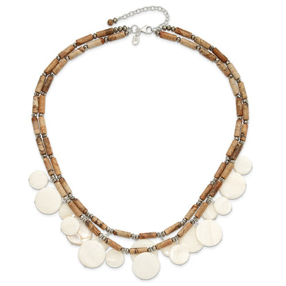 Sterlingsilber Jasper, Perlmutt, Kristall mit 2 Zoll Verlängerung Halskette