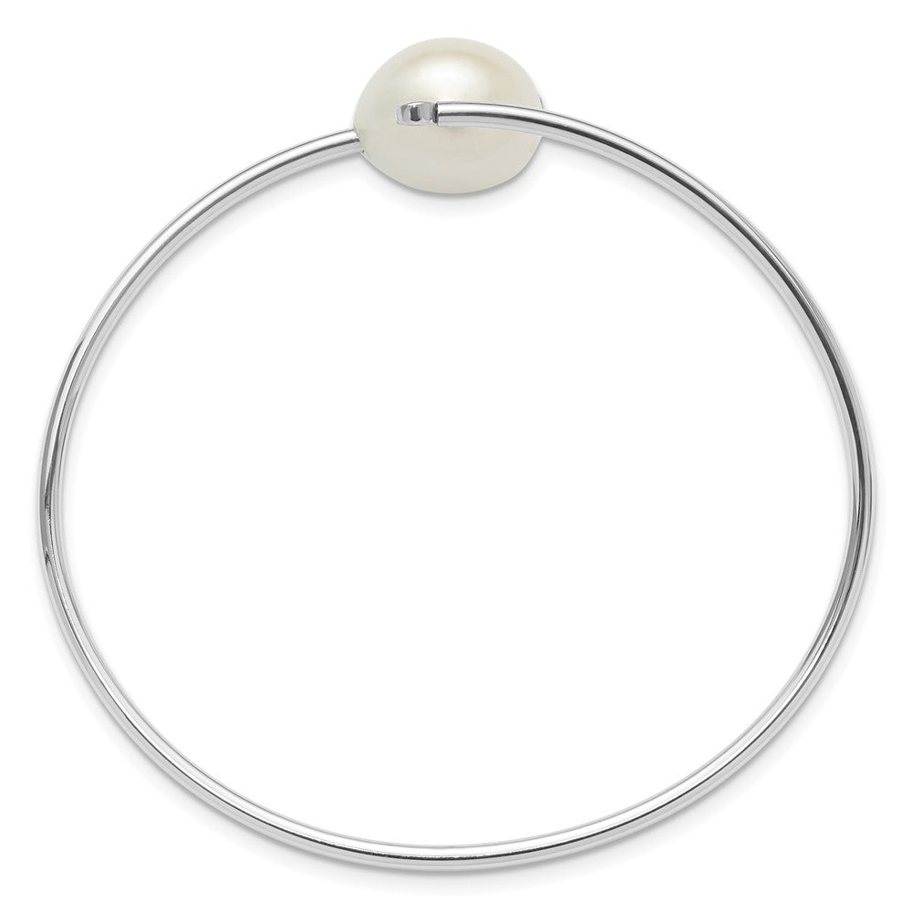 Sterlingsilber Rhodiniert 13-14mm Fwc Perle und Zirkonia Flexibel Armreif