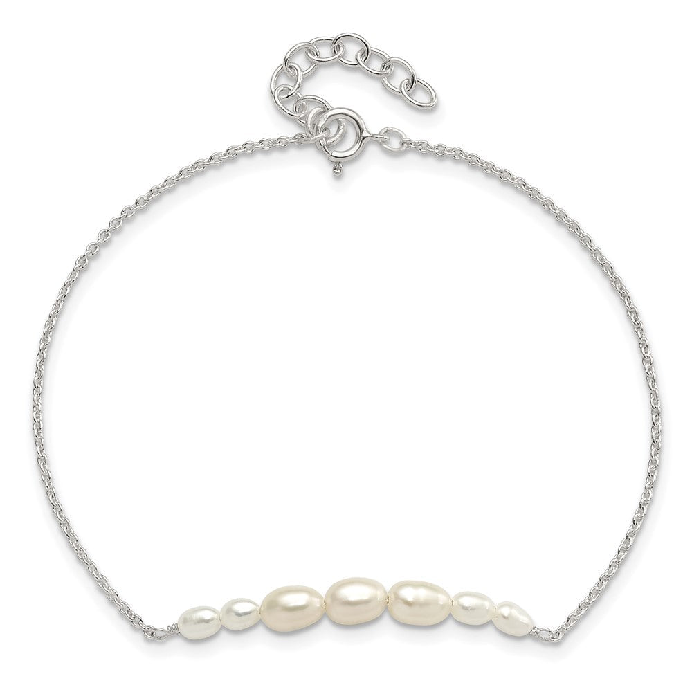 Sterlingsilber E-coated mit Süßwasser Zuchtperle mit 1 Zoll Verlängerung Armband