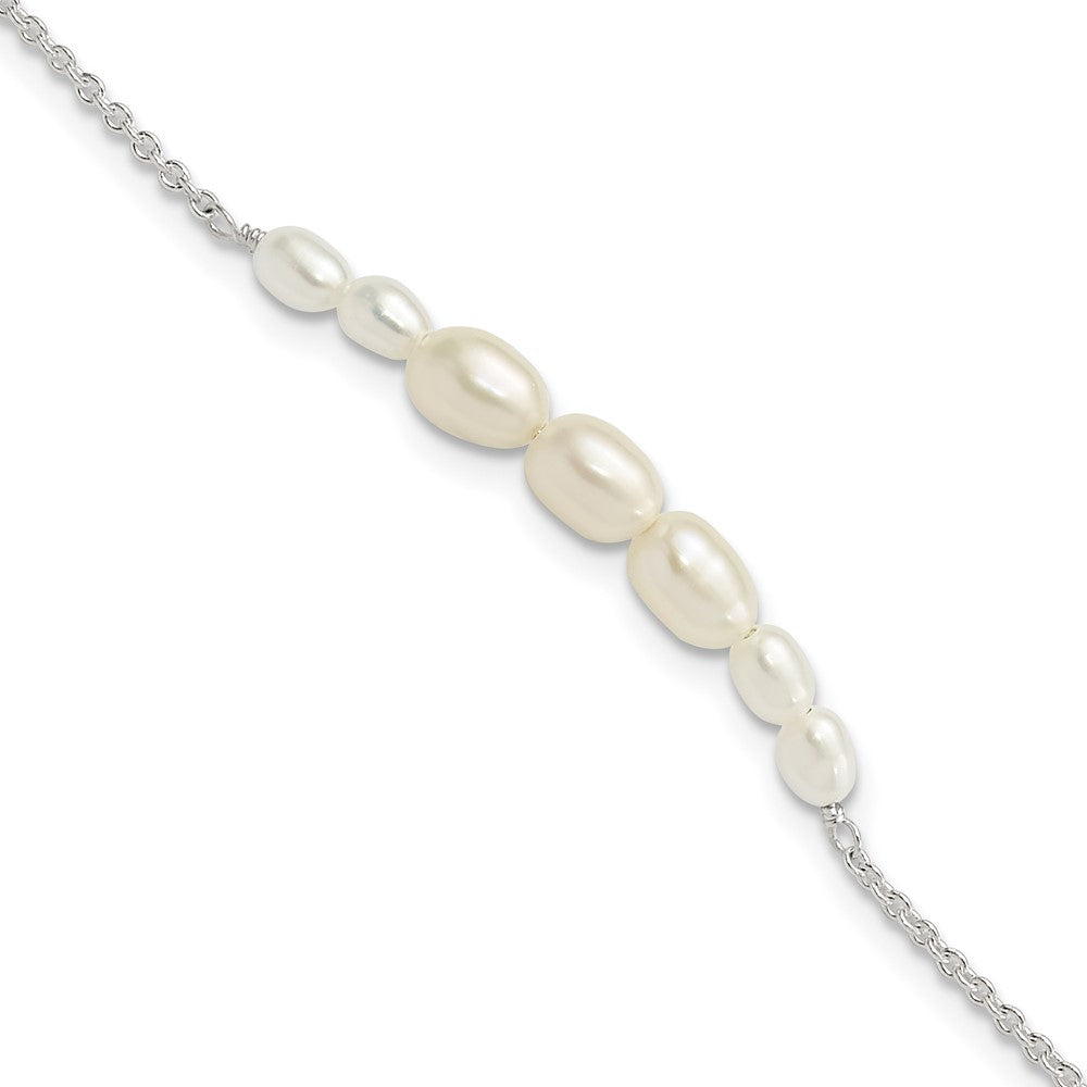 Sterlingsilber E-coated mit Süßwasser Zuchtperle mit 1 Zoll Verlängerung Armband
