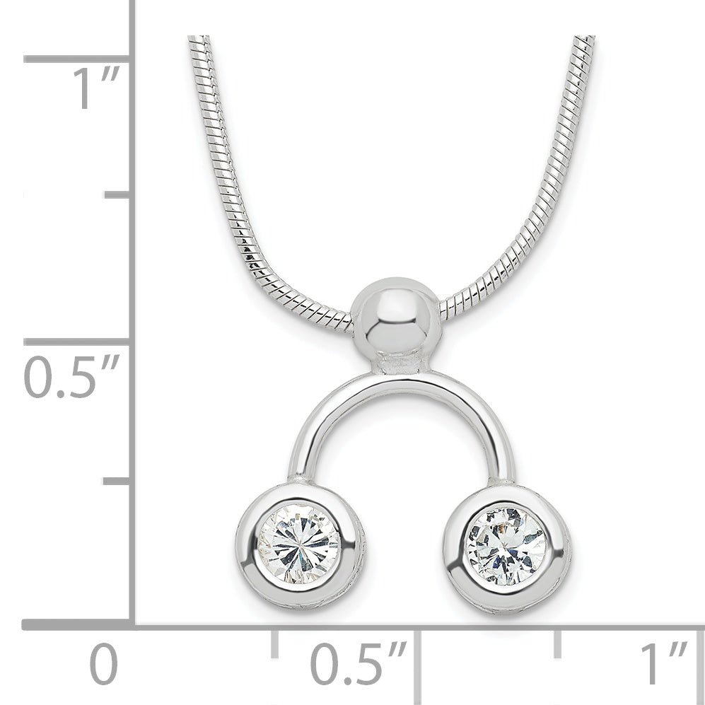 Sterlingsilber Doppelt Klar Zirkonia Halskette
