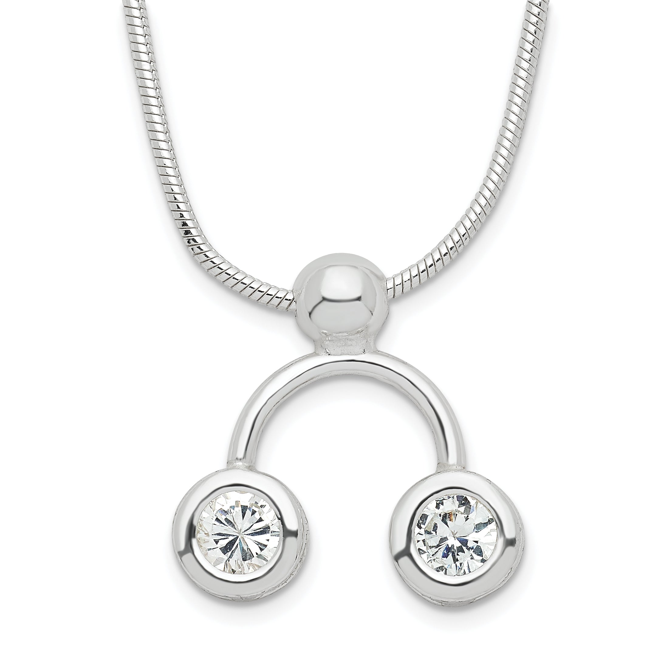 Sterlingsilber Doppelt Klar Zirkonia Halskette