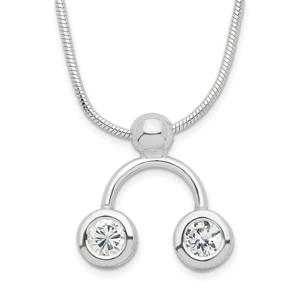 Sterlingsilber Doppelt Klar Zirkonia Halskette